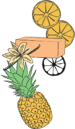 dessin de savon, ananas, mandarine et vanille
